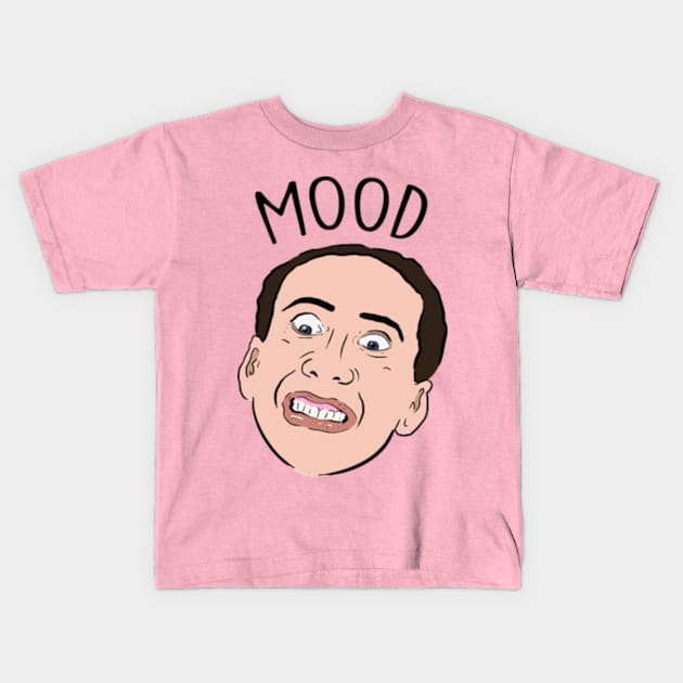 Nicolas Cage Big Mood Kids T-Shirt by Barnyardy